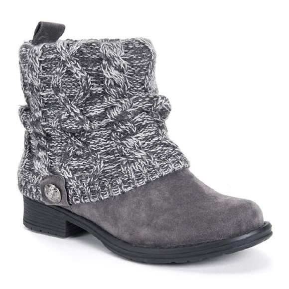 Muk Luks Shoes - Muk Luk Sweater Gray Ankle Boots